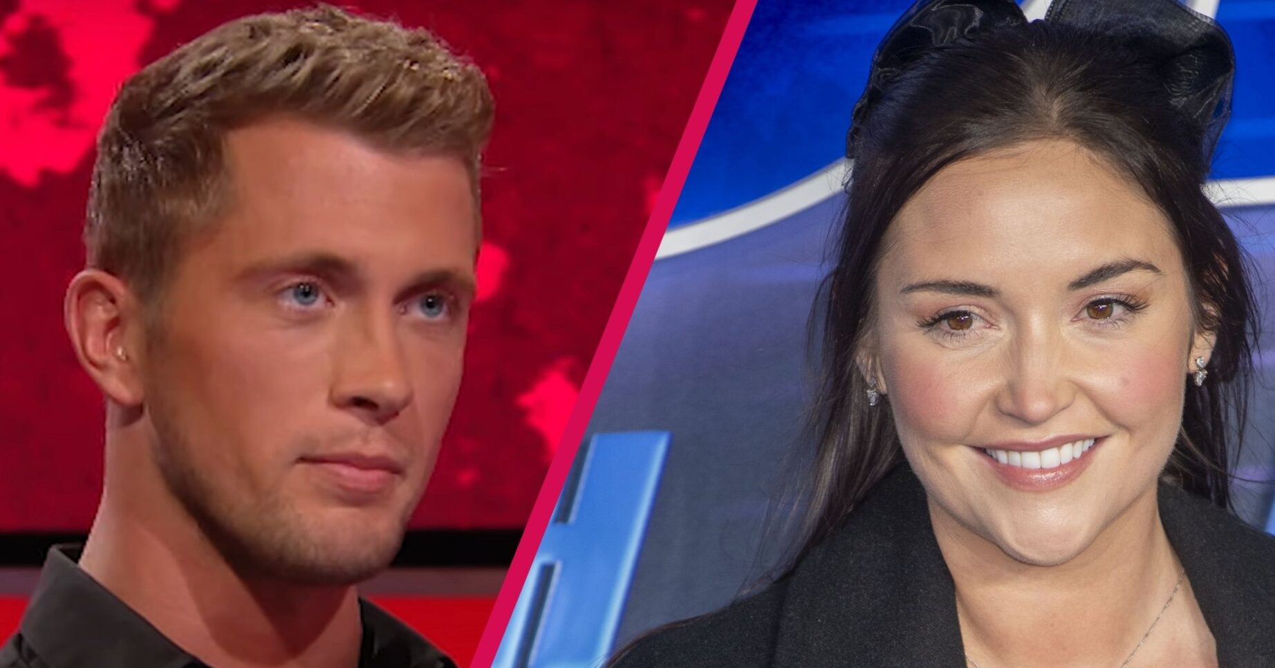 Dan Osborne looking serious / Jacqueline Jossa smiling