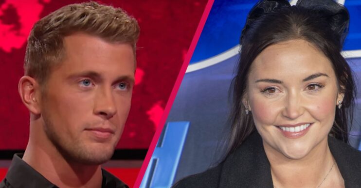 Dan Osborne looking serious / Jacqueline Jossa smiling