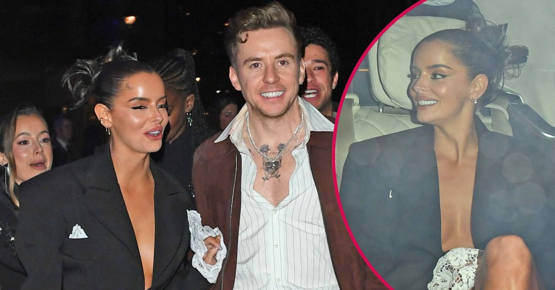 ED comp: Maura Higgins / Danny Jones smiling at brits / Maura smiling in taxi home