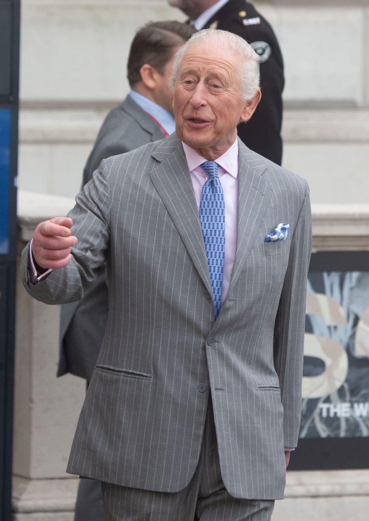 King Charles in grey suit during royal engagement