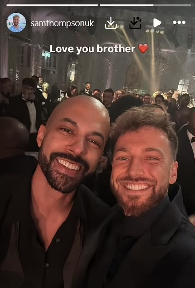 Sam Thompson and Marvin Humes at birthday party