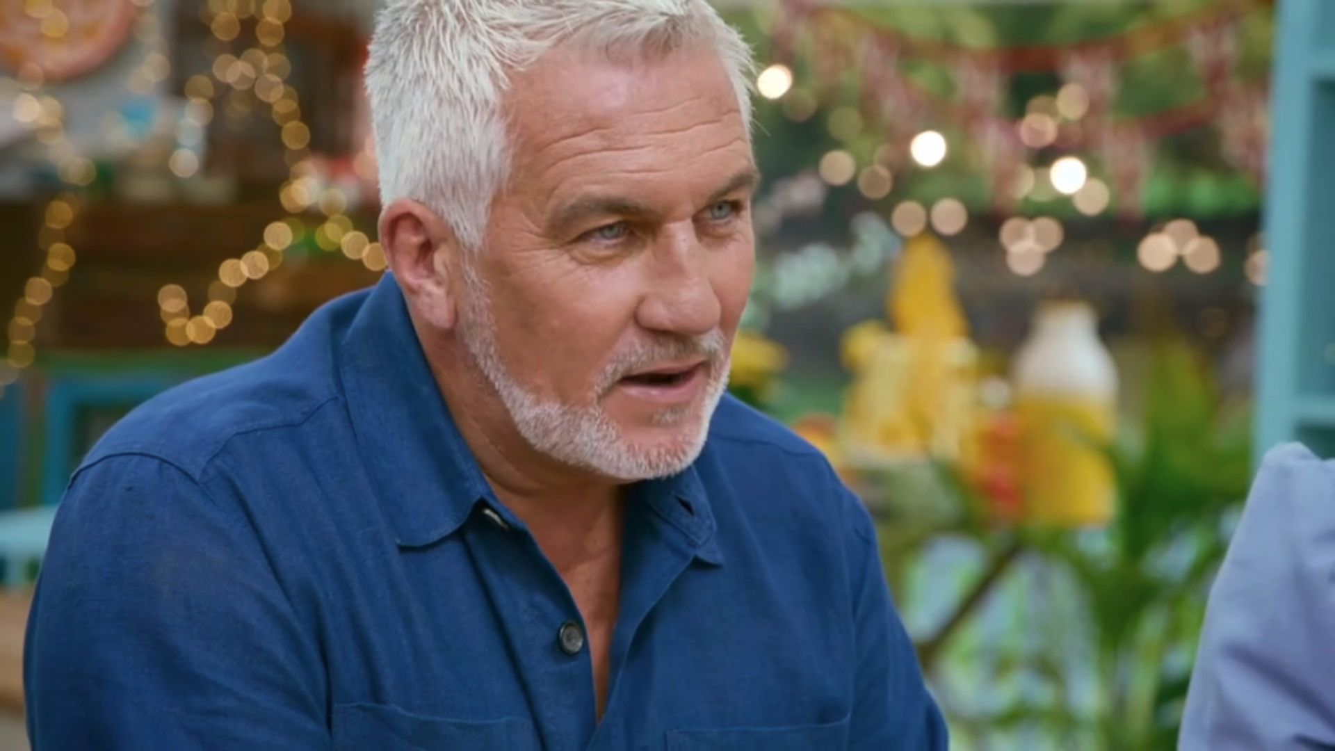 Paul Hollywood speaking on the Great Celebrity Bake Off