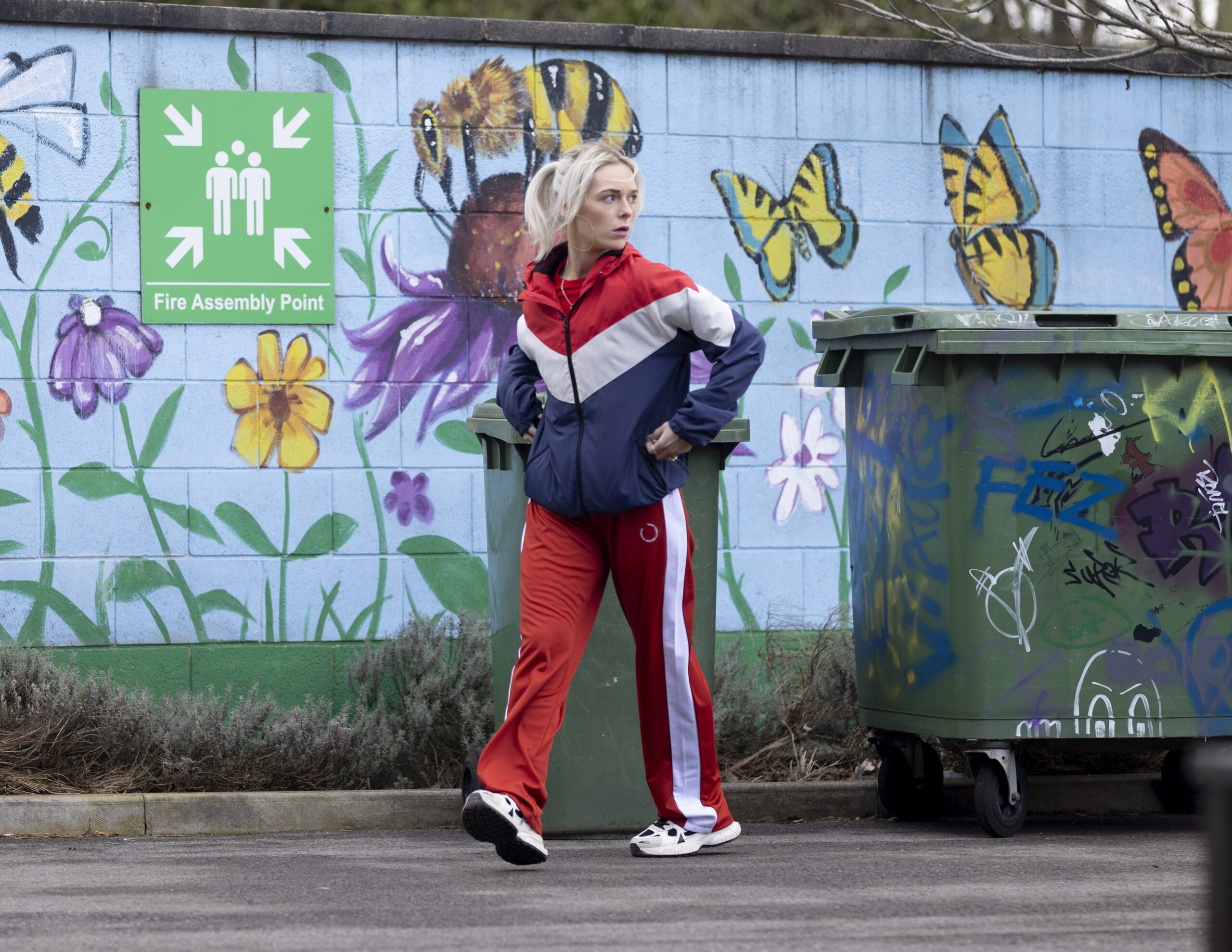 Lauren walking in Coronation Street