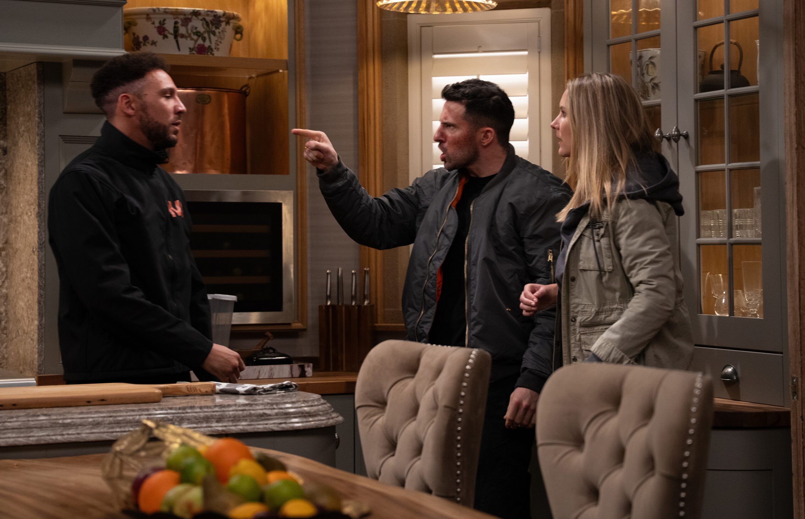Ross, Billy and Dawn fighting at Home Farm