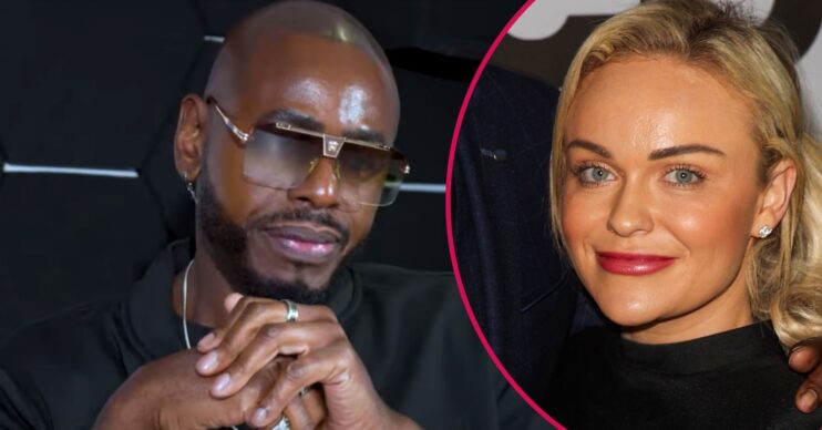 Ben Ofoedu places his hands on top of each other, Vanessa Brown smiles