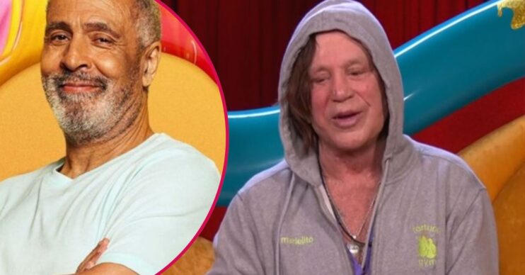 Daley Thompson smiling / Mickey Rourke in the Diary Room