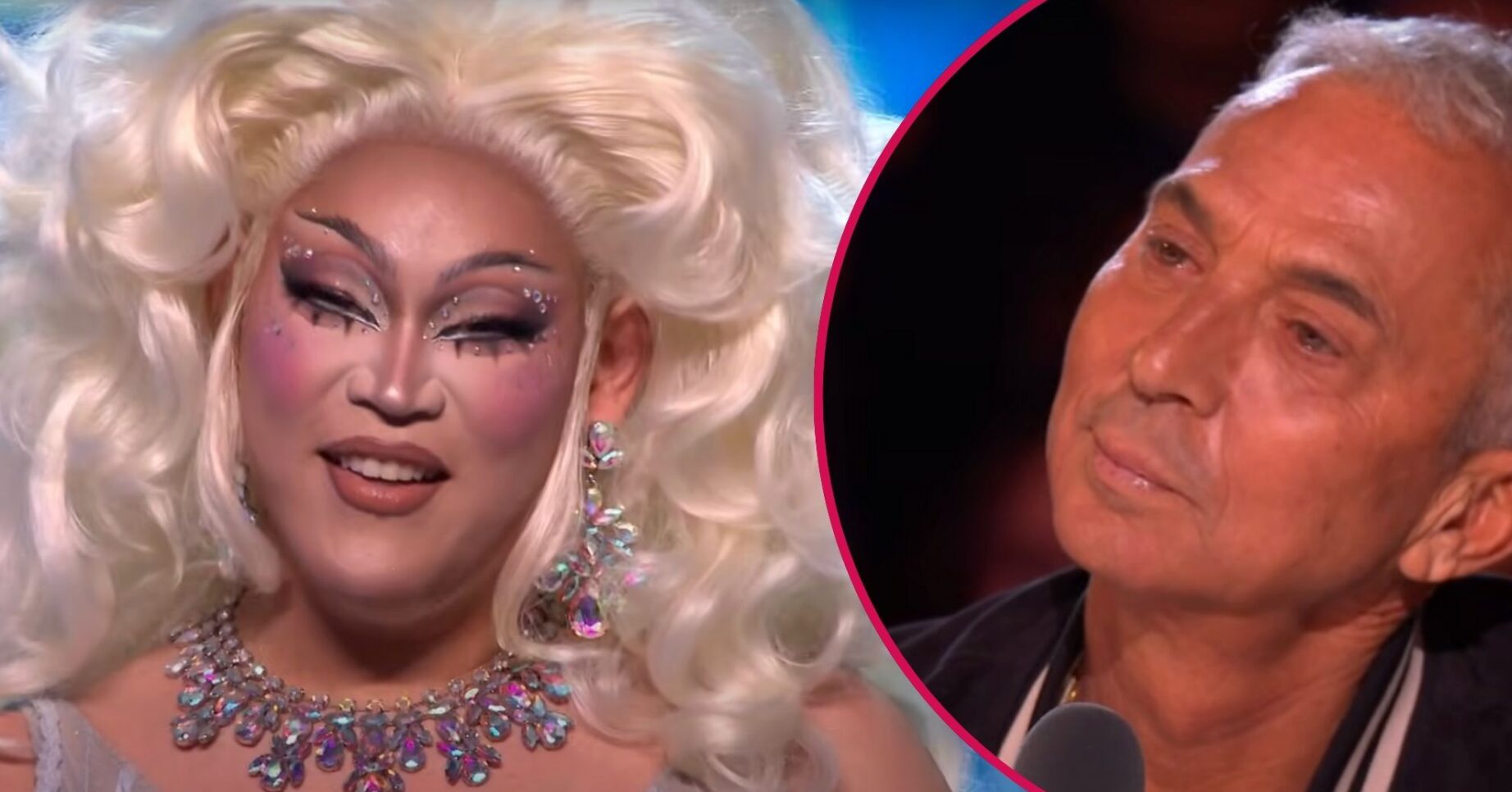 Jasmine Rice smiling on Britain's Got Talent tonight / Bruno Tonioli in tears