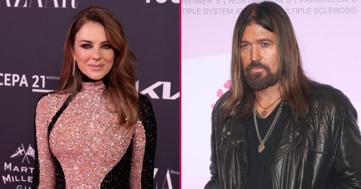 Liz Hurley wearing a pink dress / Billy Ray Cyrus