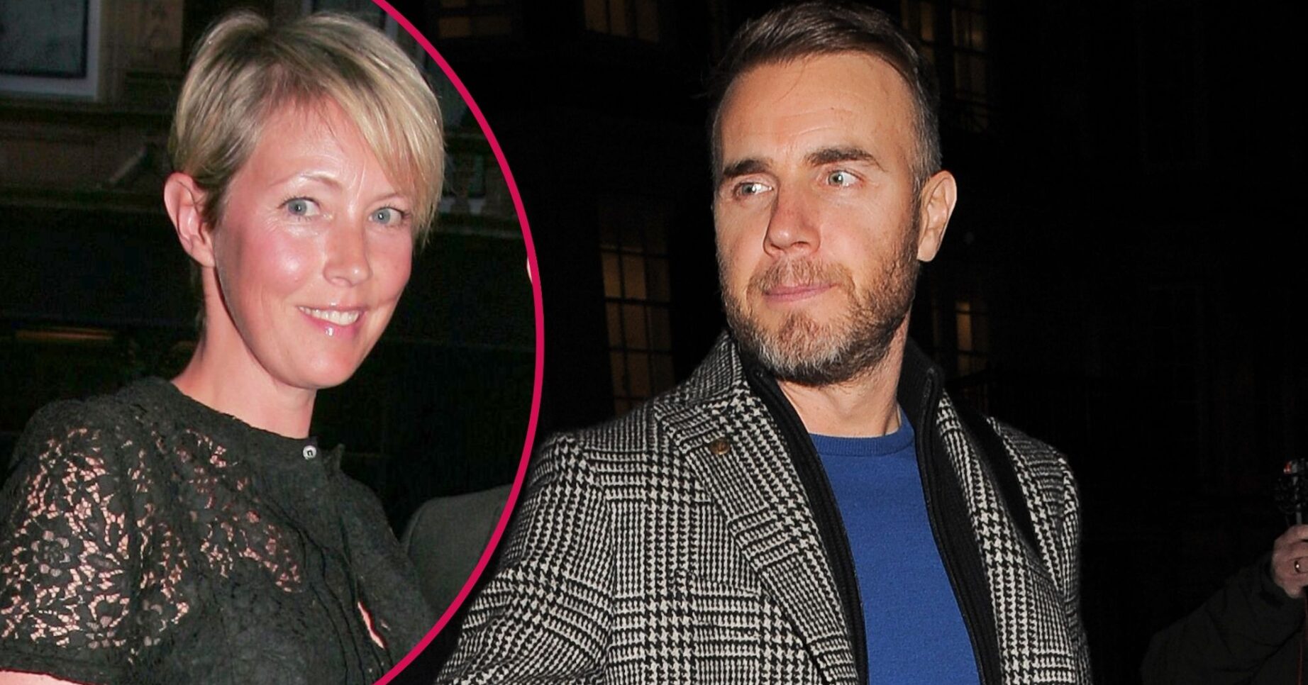 Gary Barlow looking over at wife Dawn