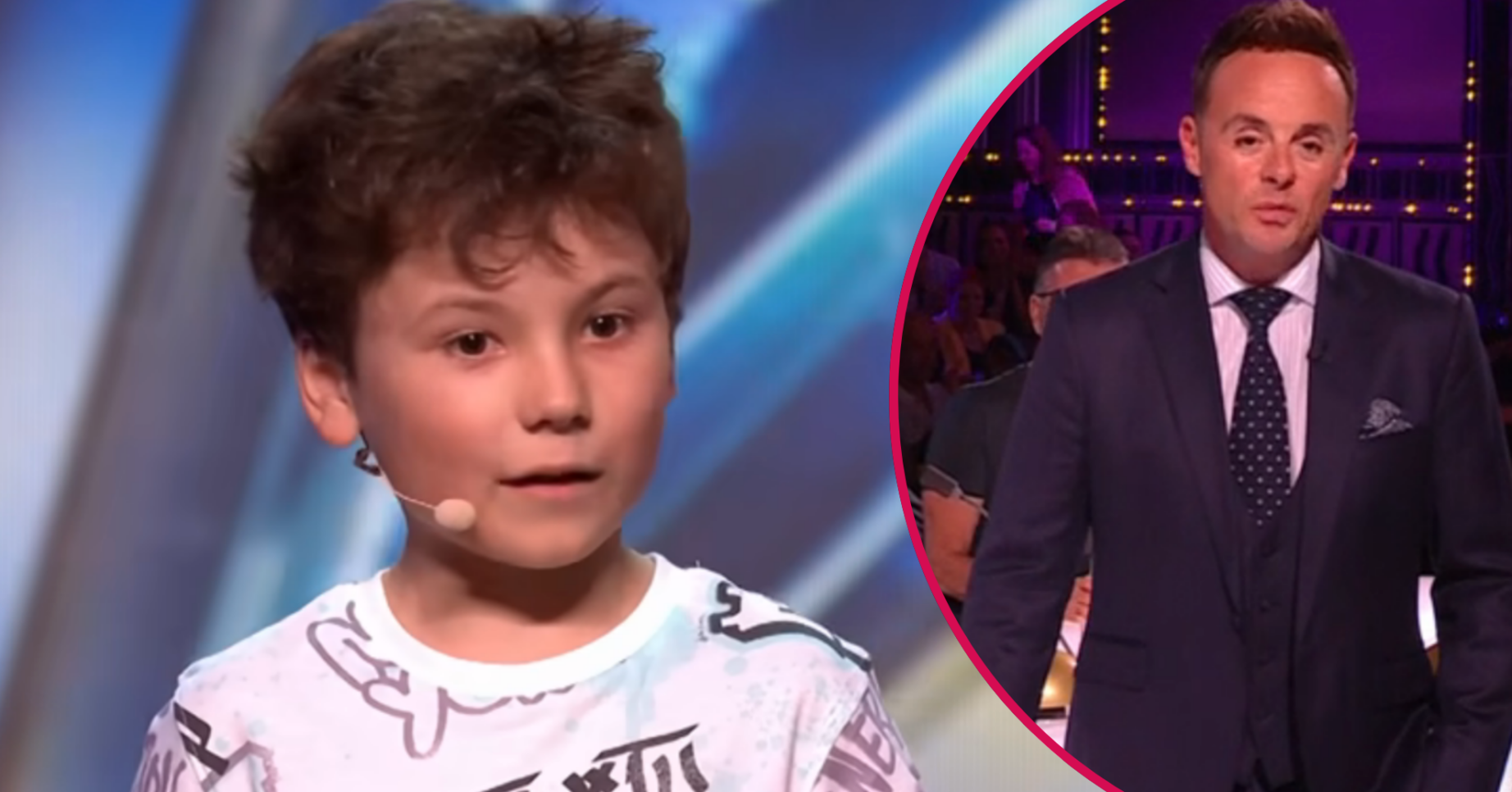 Teddy Magic performing on BGT in his heat and Ant McPartlin inset