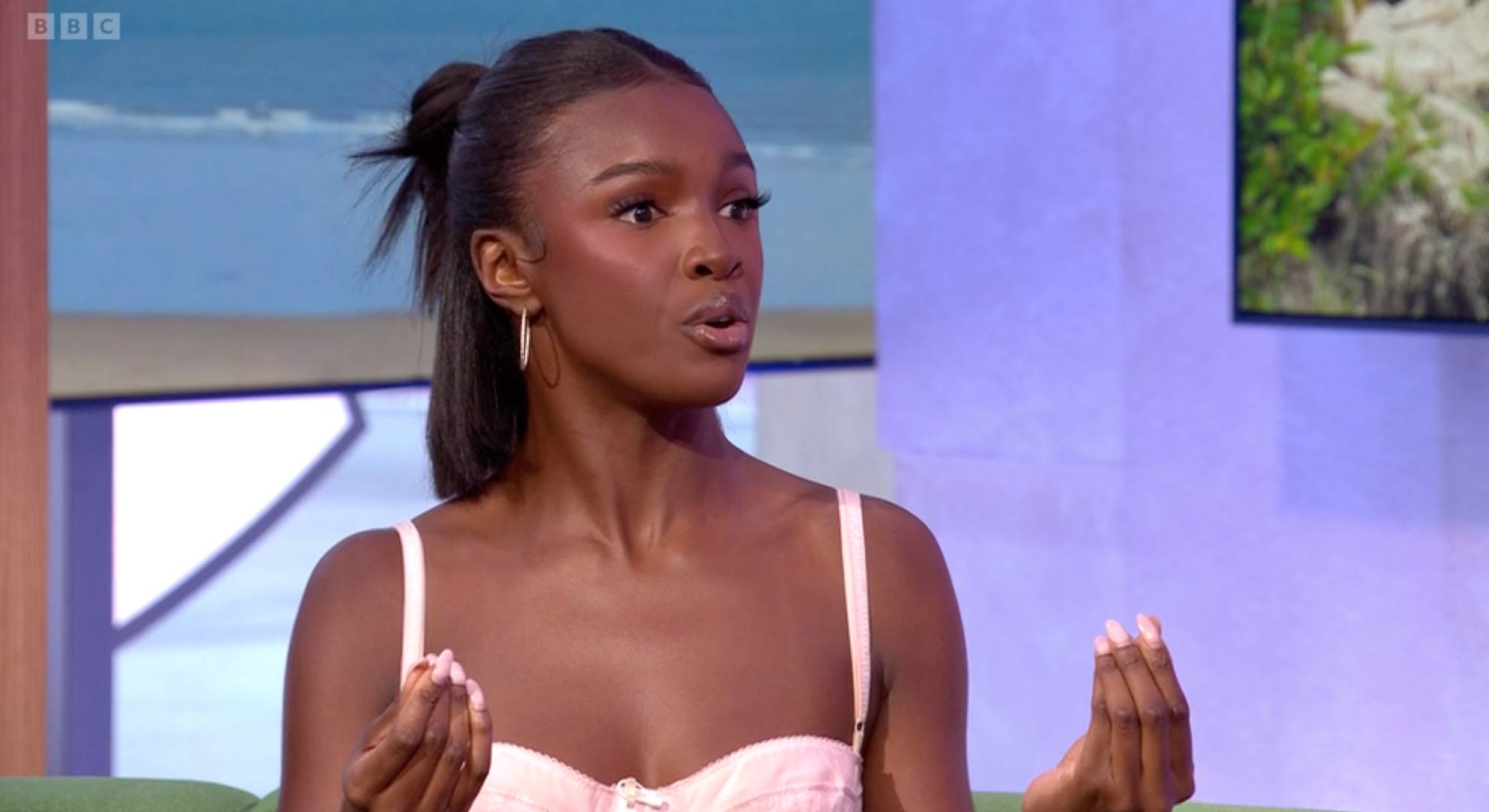 Leomie Anderson makes her point during The One Show appearance