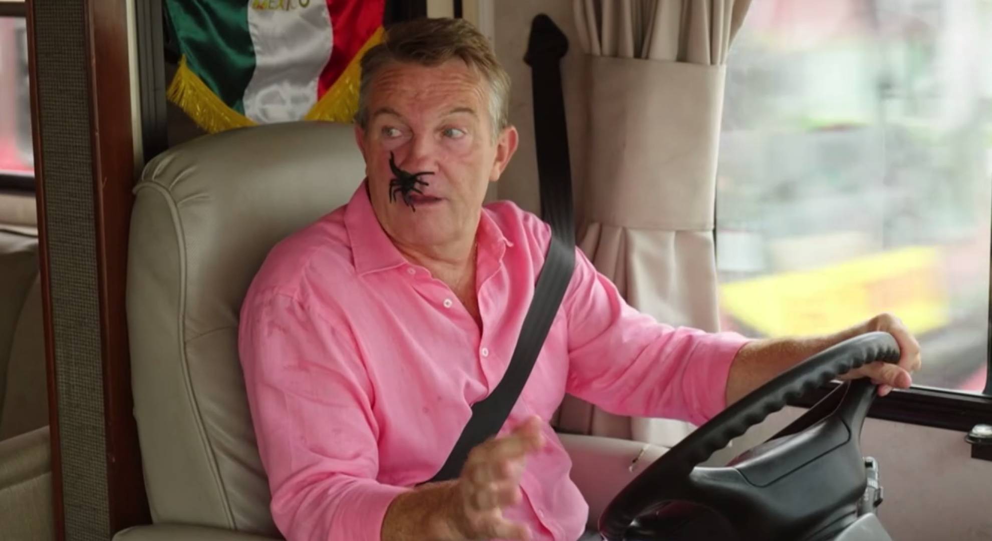 Bradley Walsh has a spider on his face