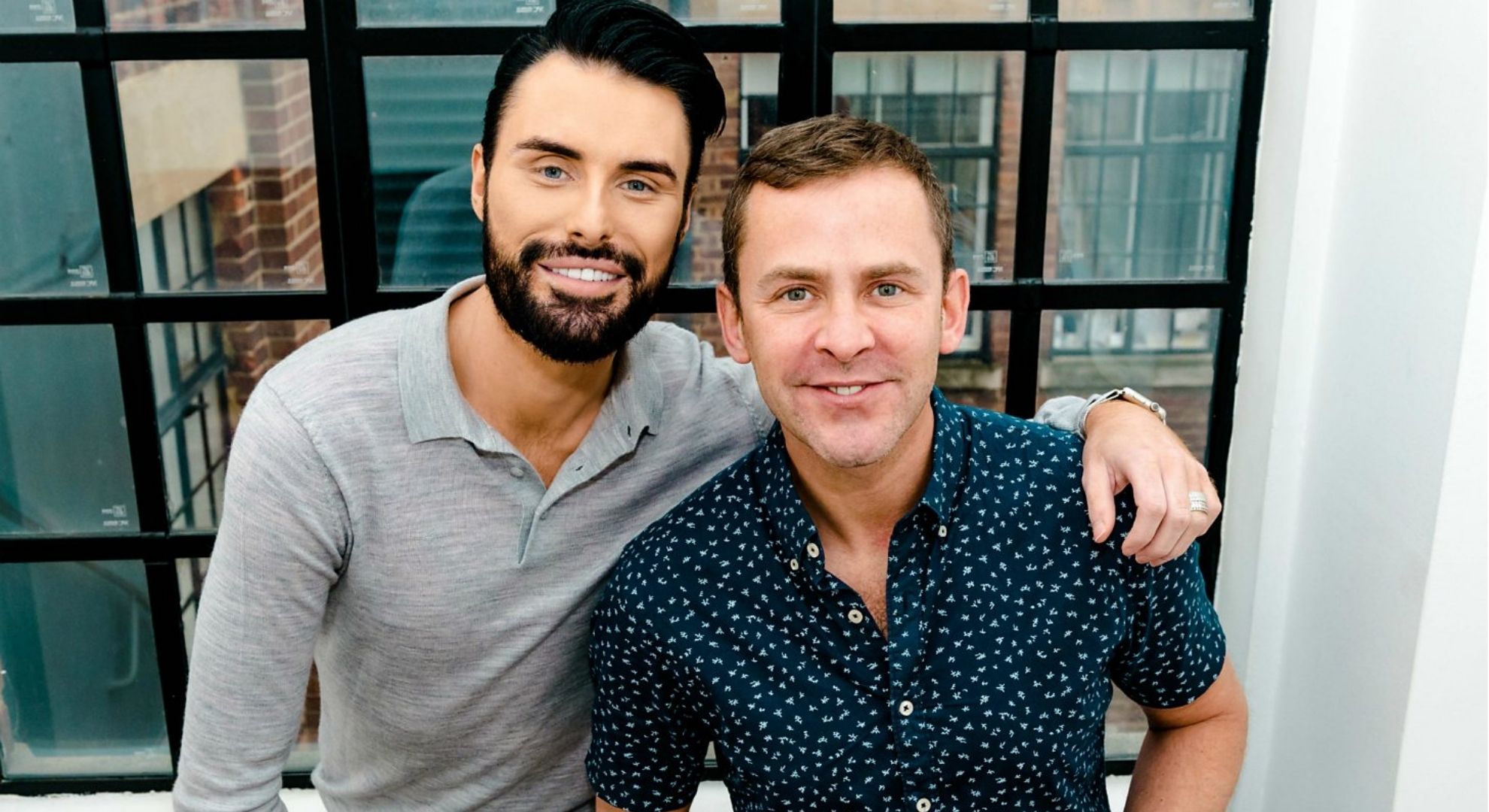Rylan Clark and Scott Mills smiling