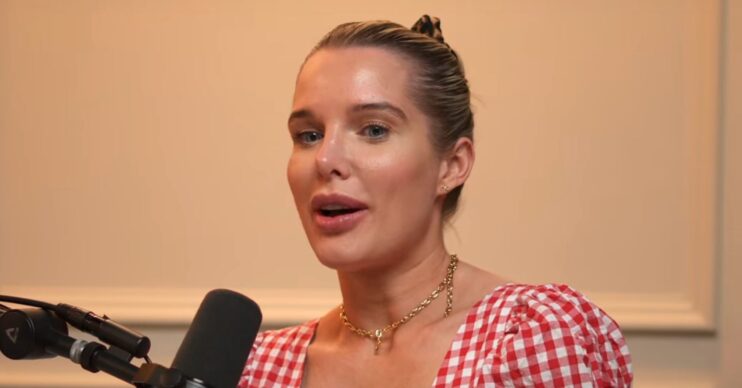 Helen Flanagan speaking on a podcast