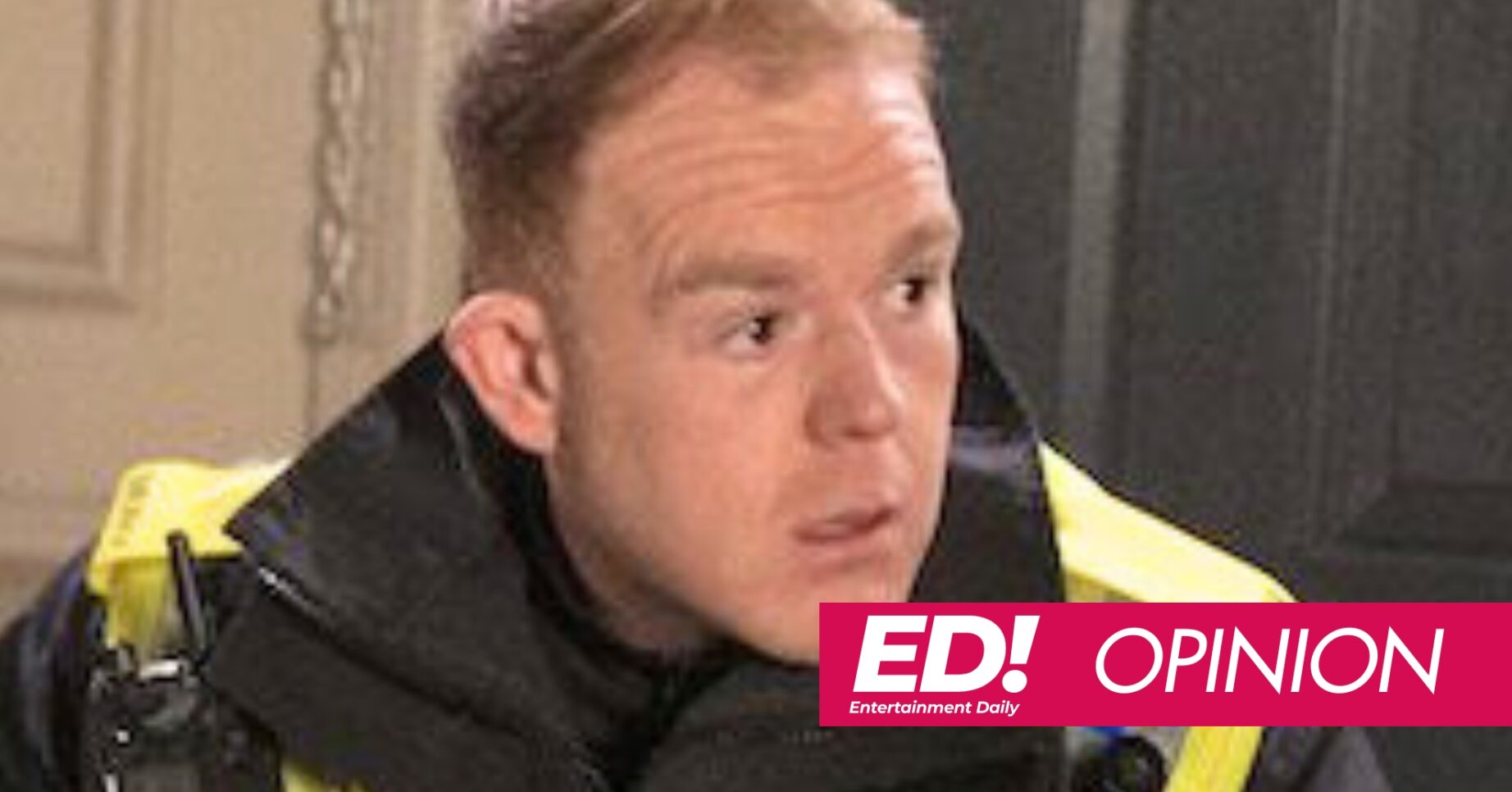 Coronation Street's Craig, pink ED banner