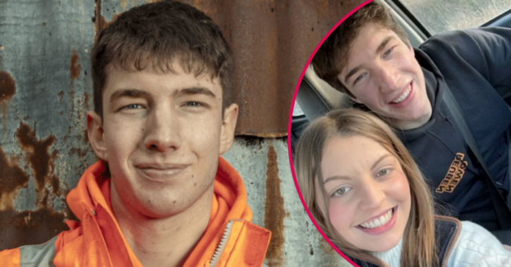 Reuben Owen smiling and with his girlfriend inset
