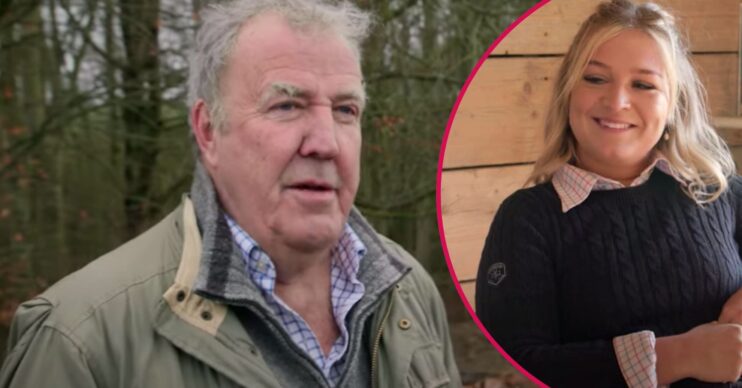 Jeremy Clarkson looks chuffed, Harriet Cowan smiles