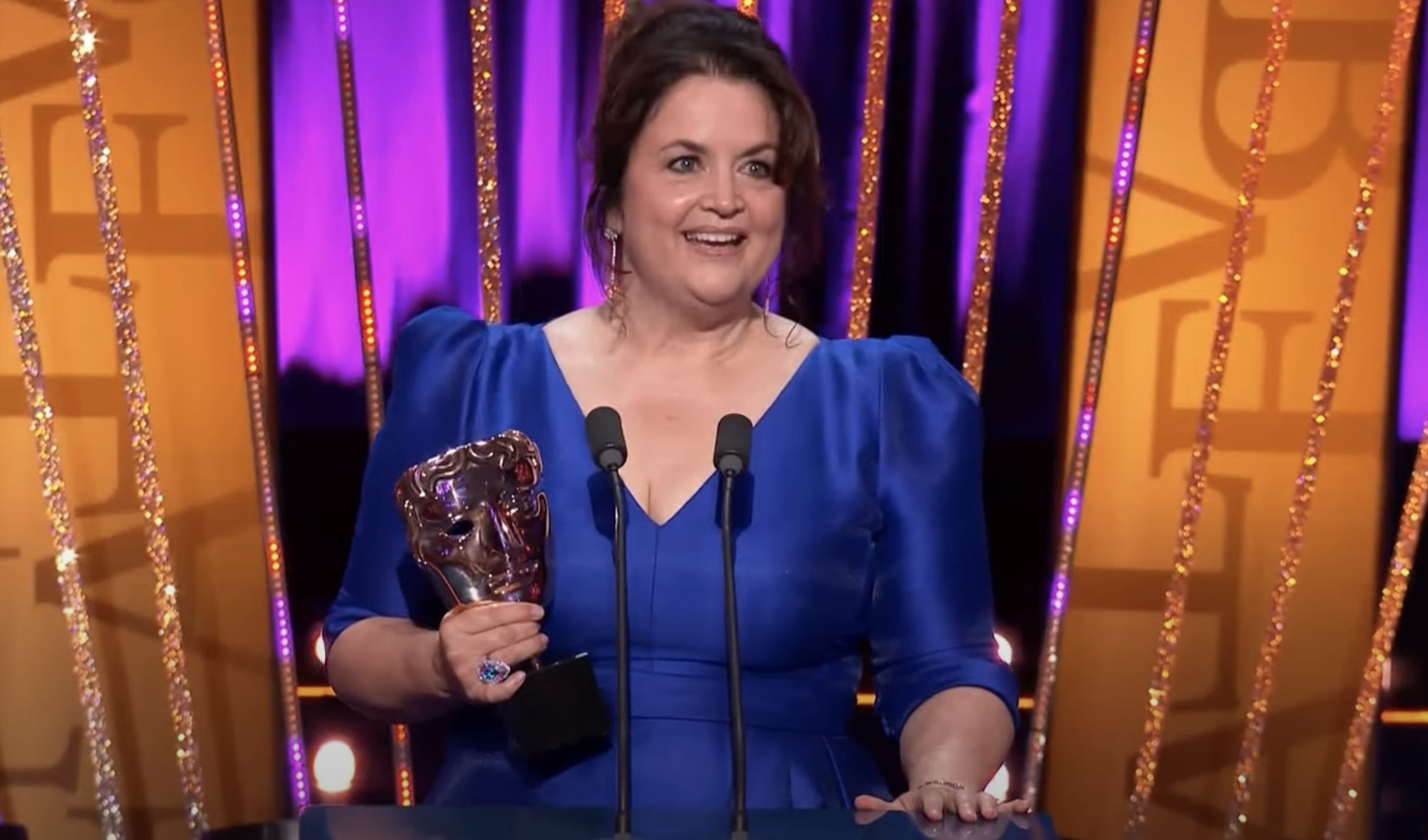 Ruth Jones accepting her BAFTA
