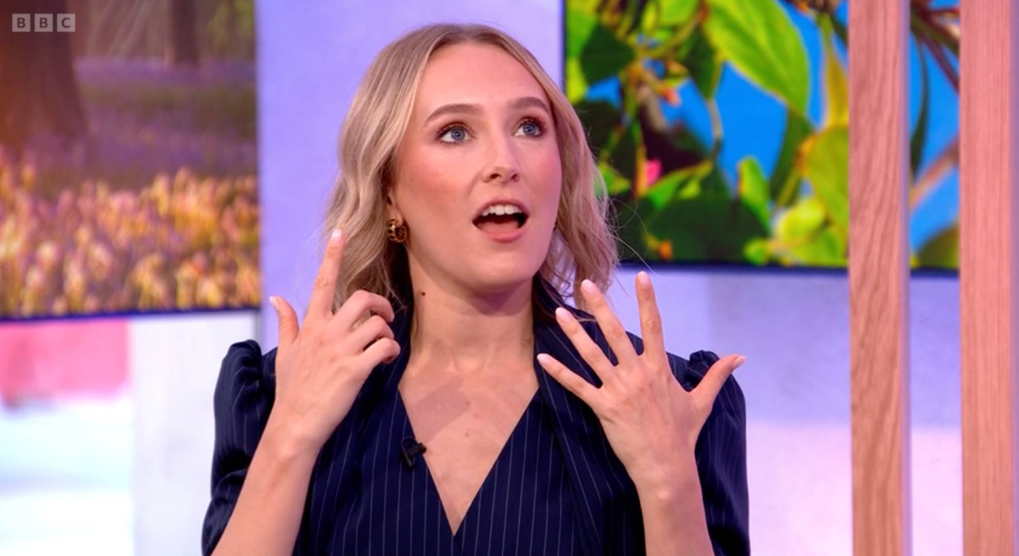Rose Ayling-Ellis looks upwards