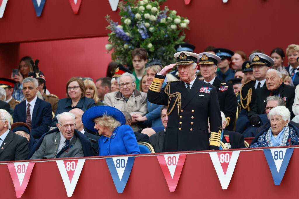King Charles salutes at VE Day 2025 celebrations