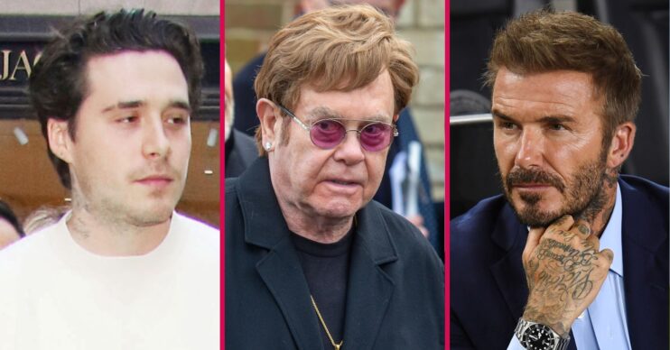 Brooklyn Beckham, Elton John, and David Beckham