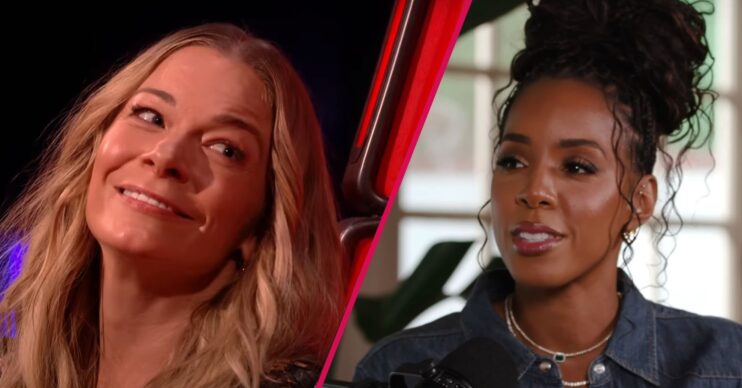 LeAnn Rimes smiling on The Voice / Kelly Rowland on a podcast