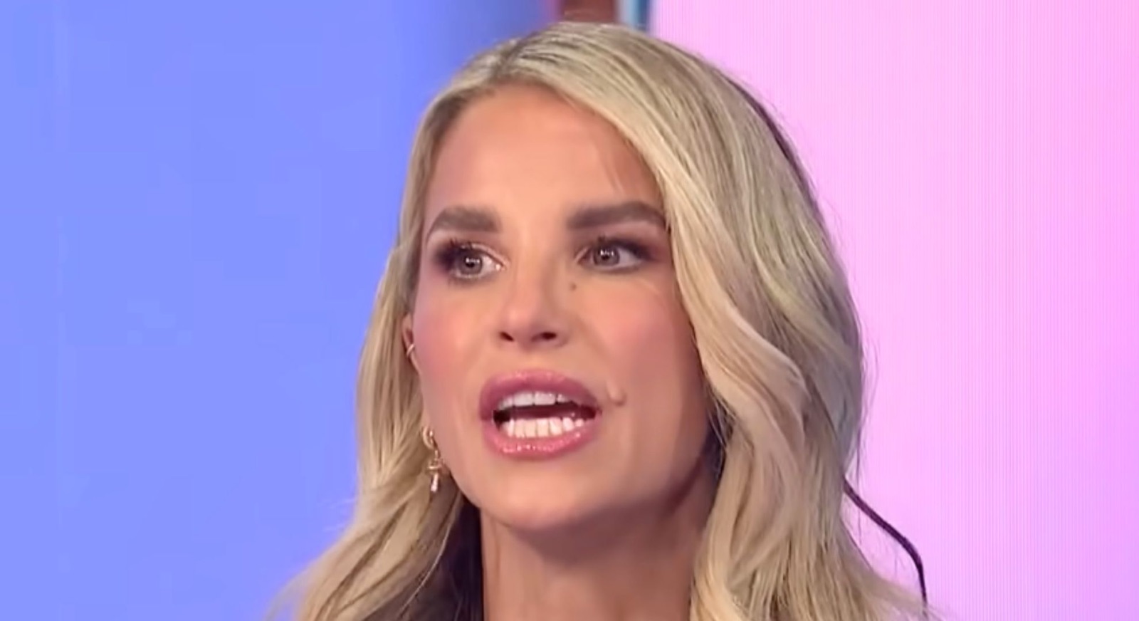 Vogue Williams looking serious