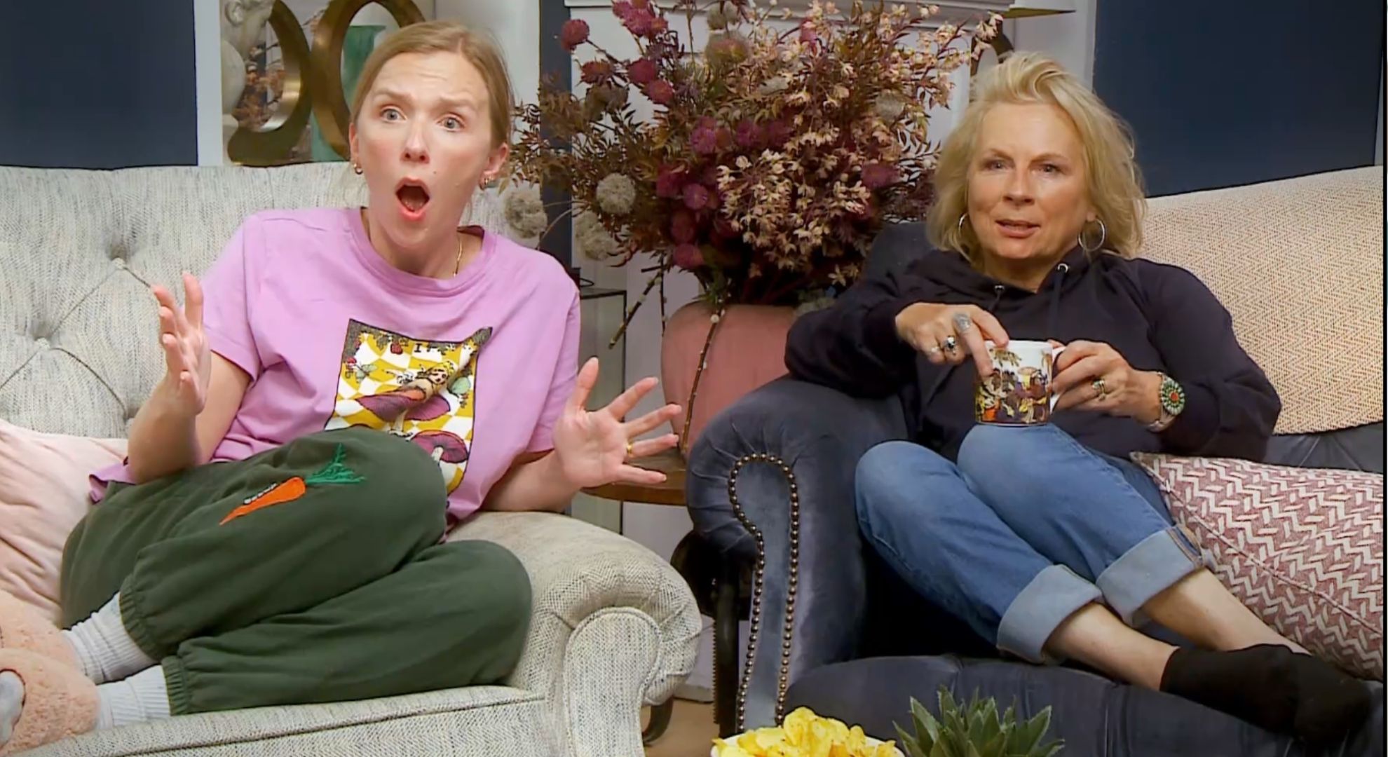 Beattie Edmondson and Jennifer Saunders on Celebrity Gogglebox