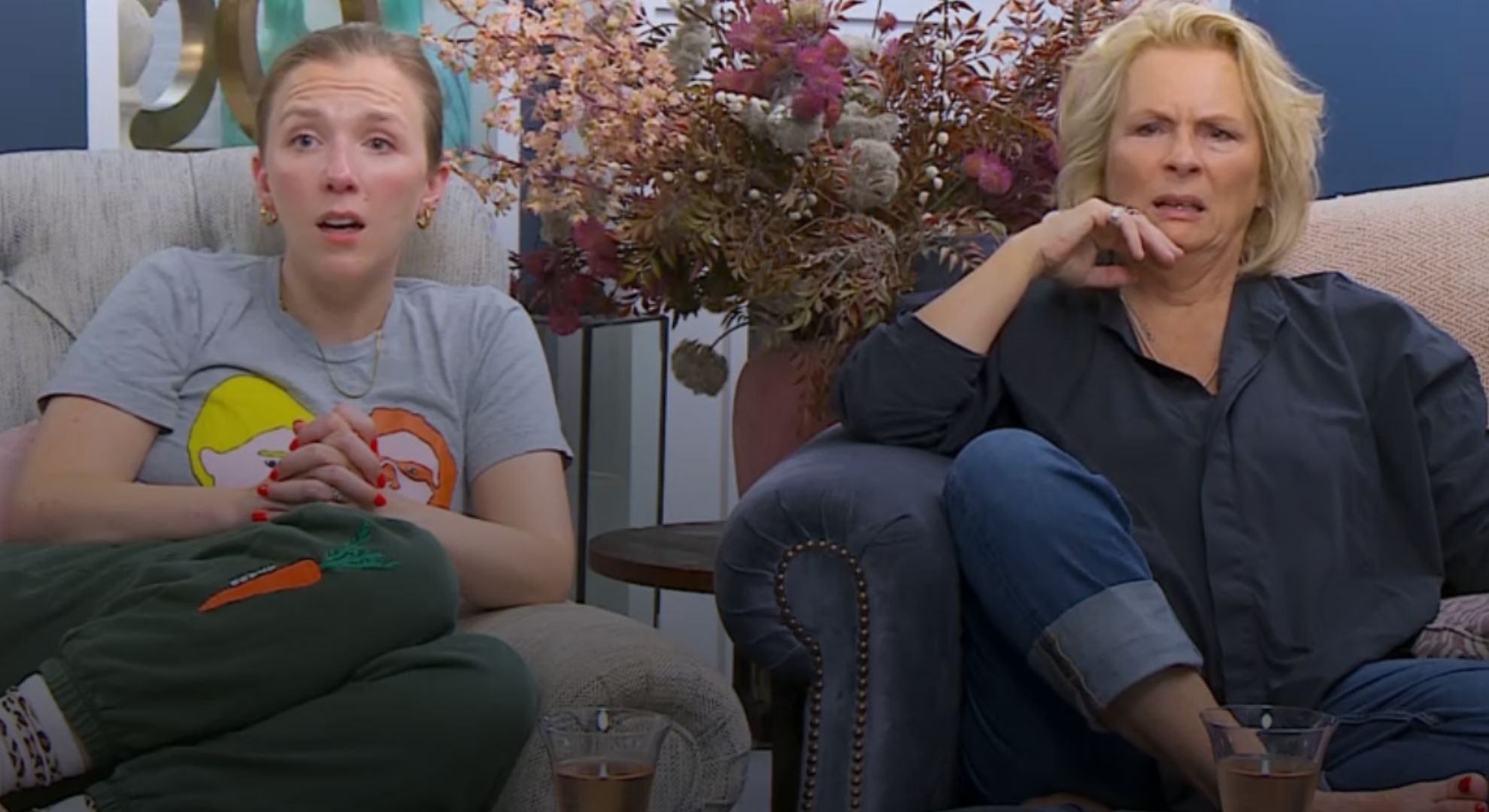 Jennifer Saunders and her daughter Beattie Edmonson on Celebrity Gogglebox