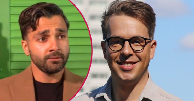 Ben Wadey smiling in an EastEnders publicity pic; inset, Vinny looking confused (Credit: BBC/Composite: ED!)