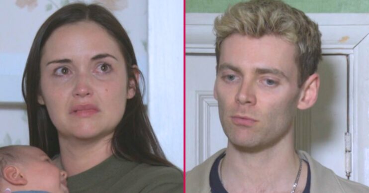 Composite image of Peter and Lauren on EastEnders; she's crying, he looks unsympathetic (Credit: BBC/Composite: ED!)