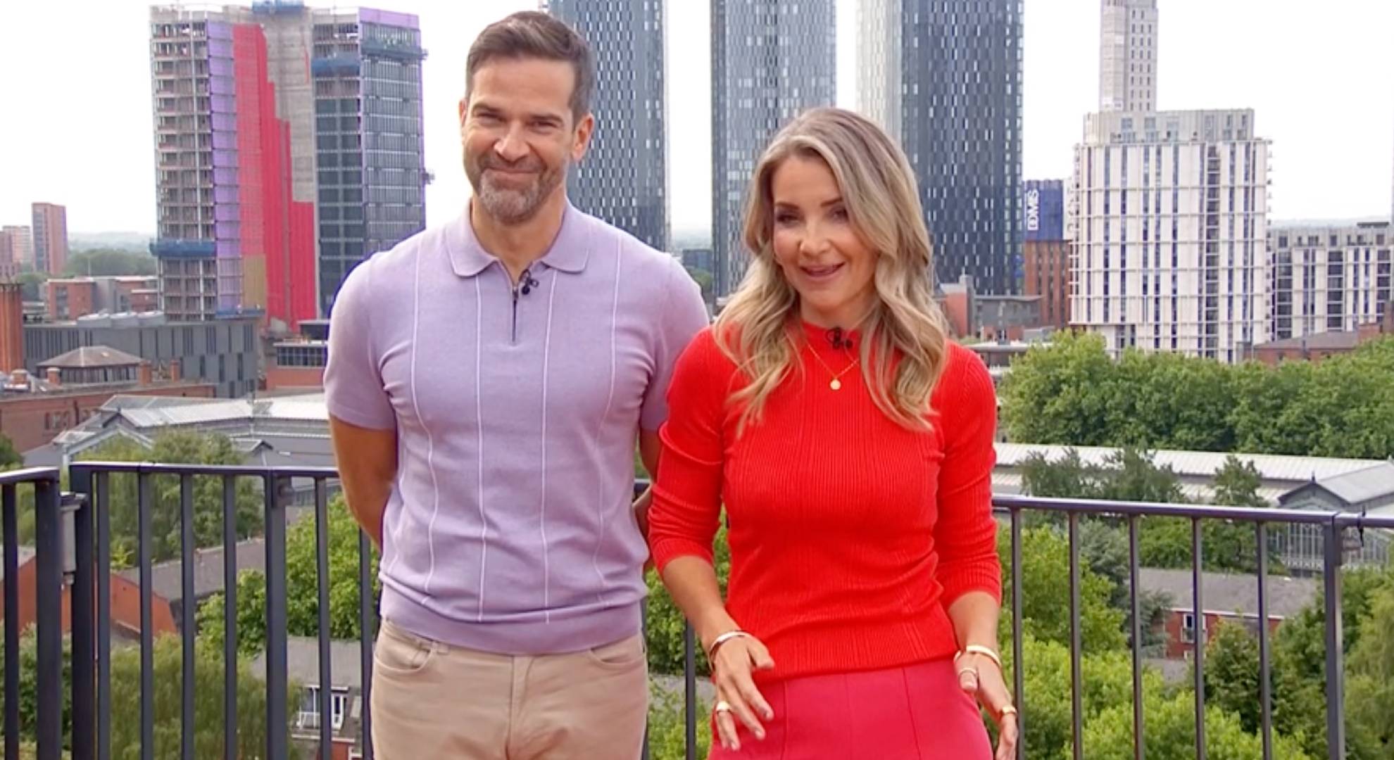 Helen Skelton stands next to Gethin Jones