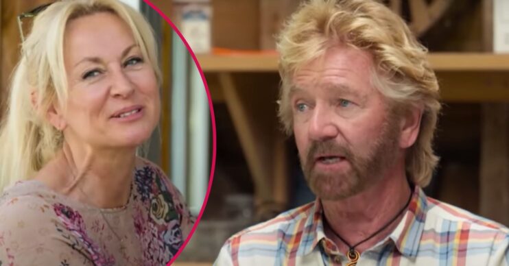 Noel Edmonds looks to his side