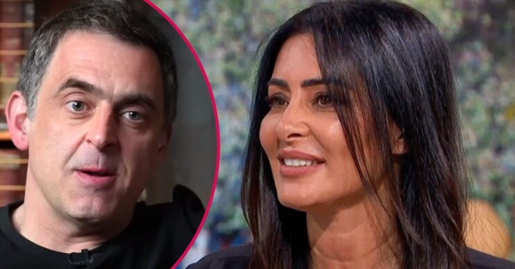 Ronnie O'Sullivan speaking, Laila Rouass smiling