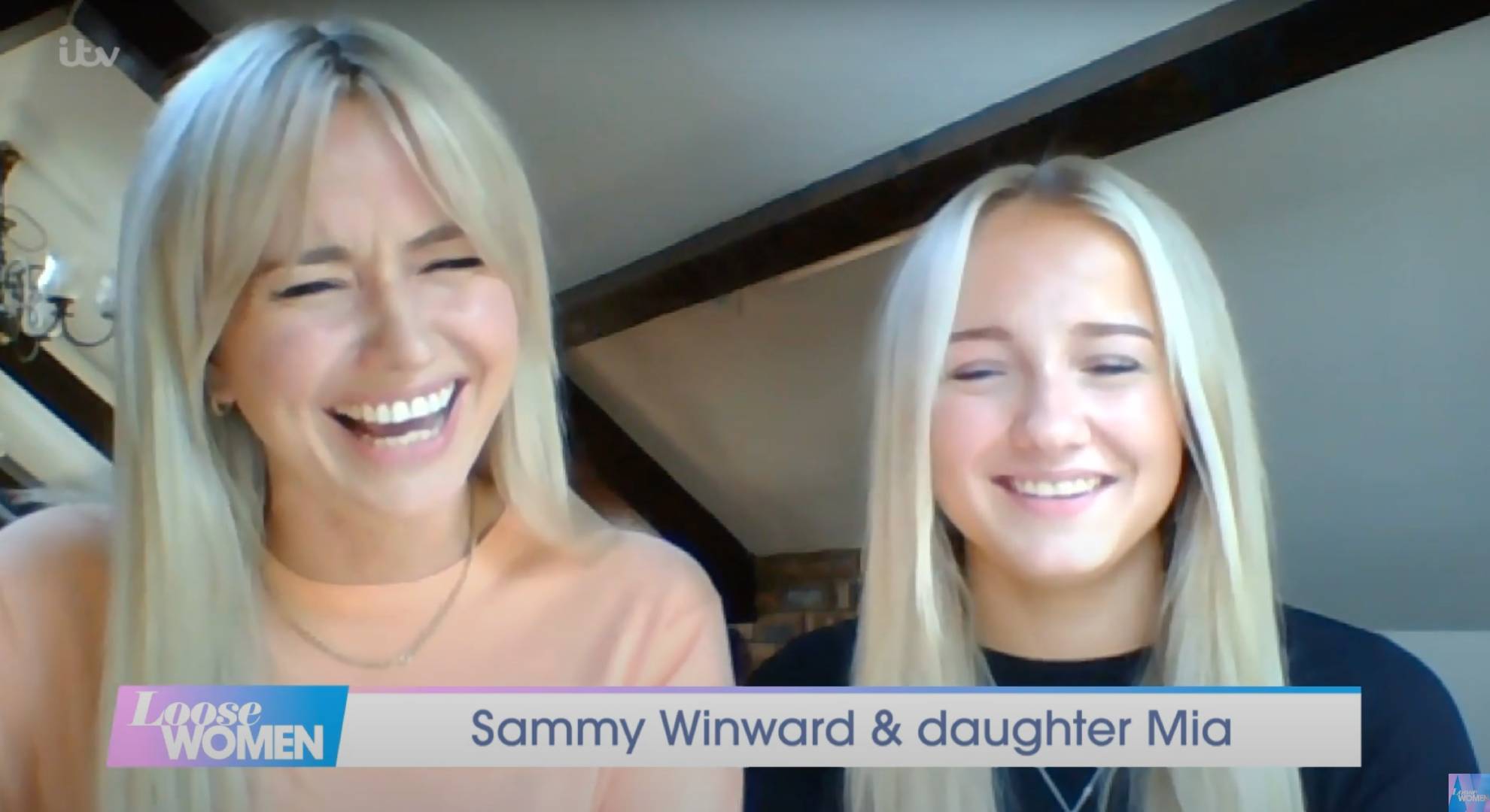 Sammy Winward and daughter Mia laughing