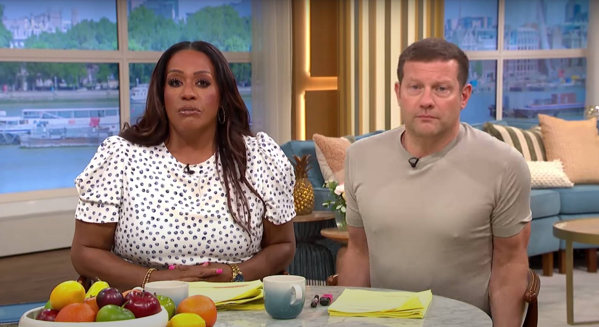 Alison Hammond and Dermot O'Leary look serious
