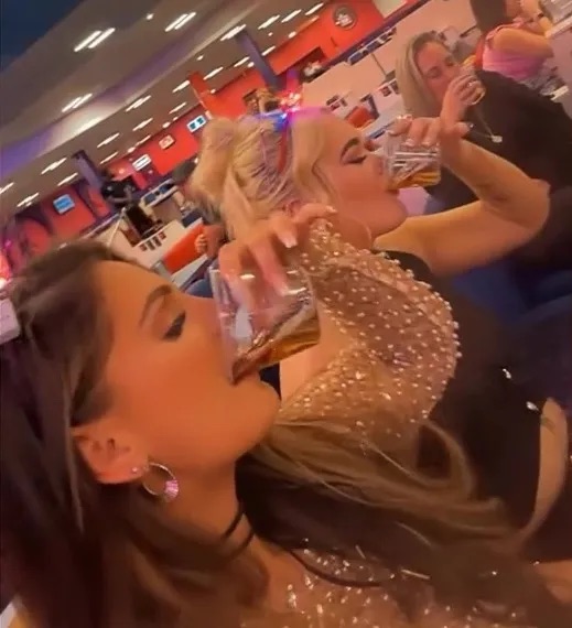 Sophie drinking