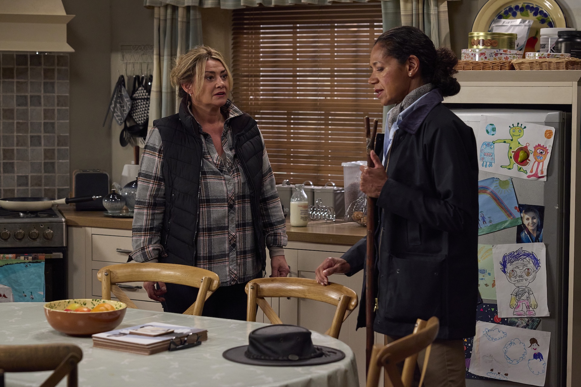 Emmerdale's Celia talking to Moira