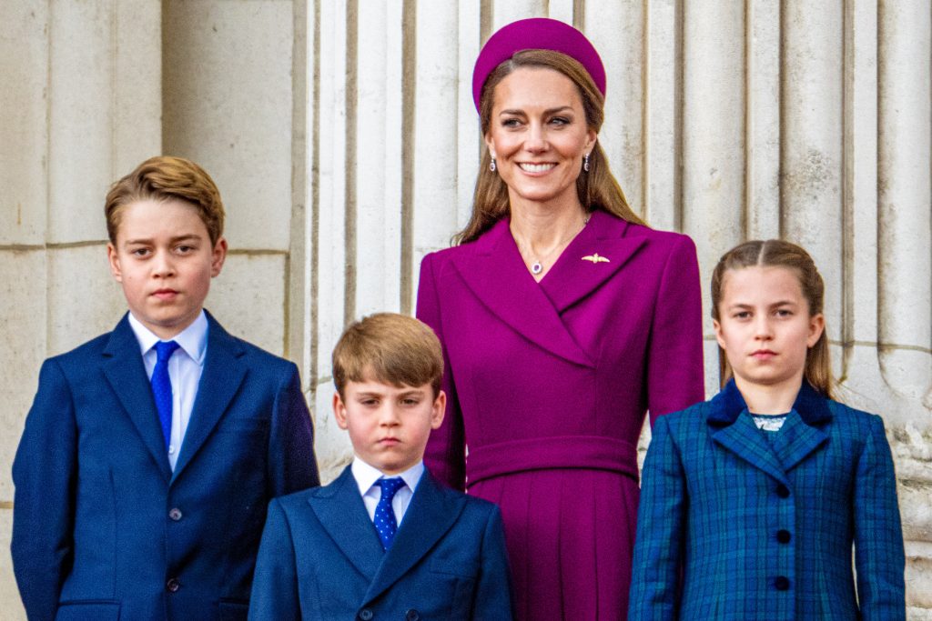 Kate Middleton with her children Prince George, Prince Louis and Princess Charlotte