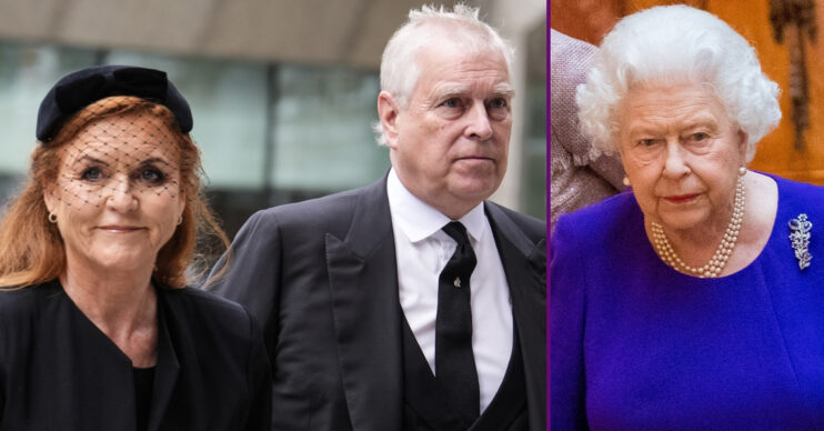 RI composite of Sarah Ferguson, Andrew Mountbatten-Windsor and Queen Elizabeth