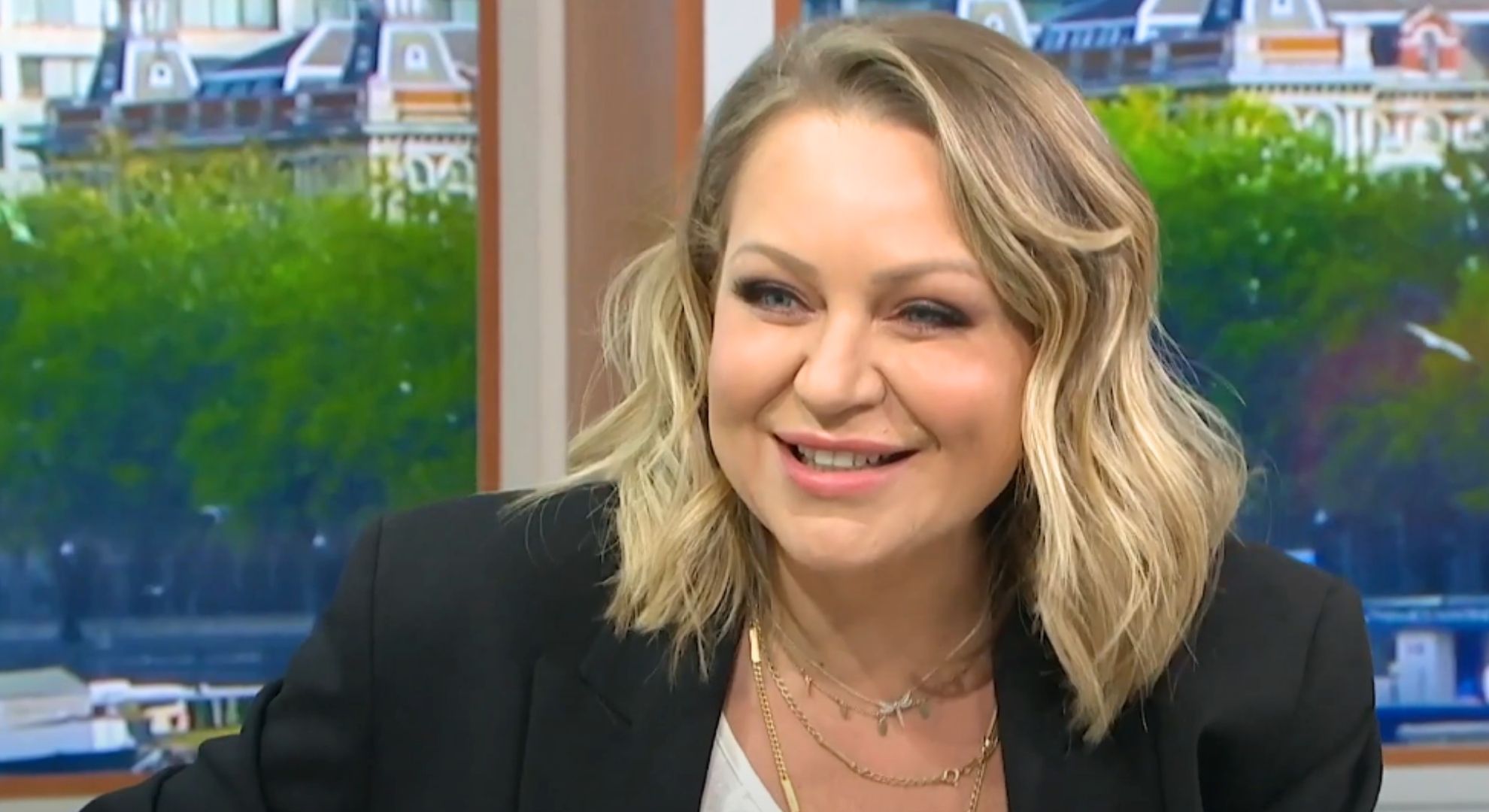 Rita Simons smiling on Good Morning Britain (Credit: ITV/Composite: ED!)