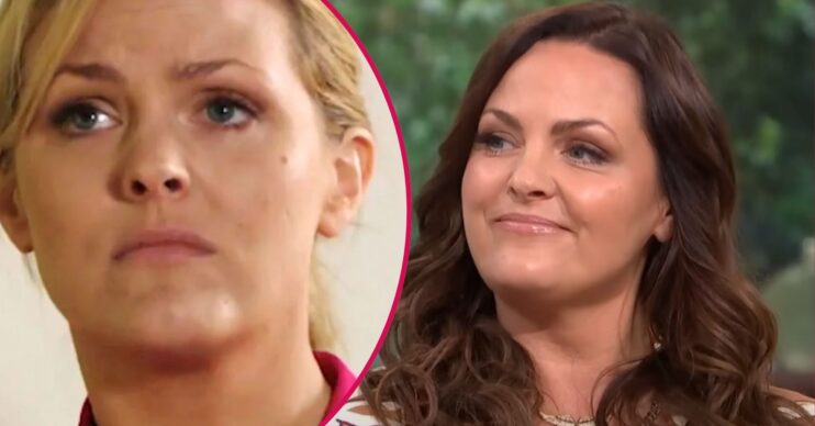 Jo Joyner in an interview with This Morning; inset, as Tanya Branning (Credit: ITV/BBC/Composite: ED!)