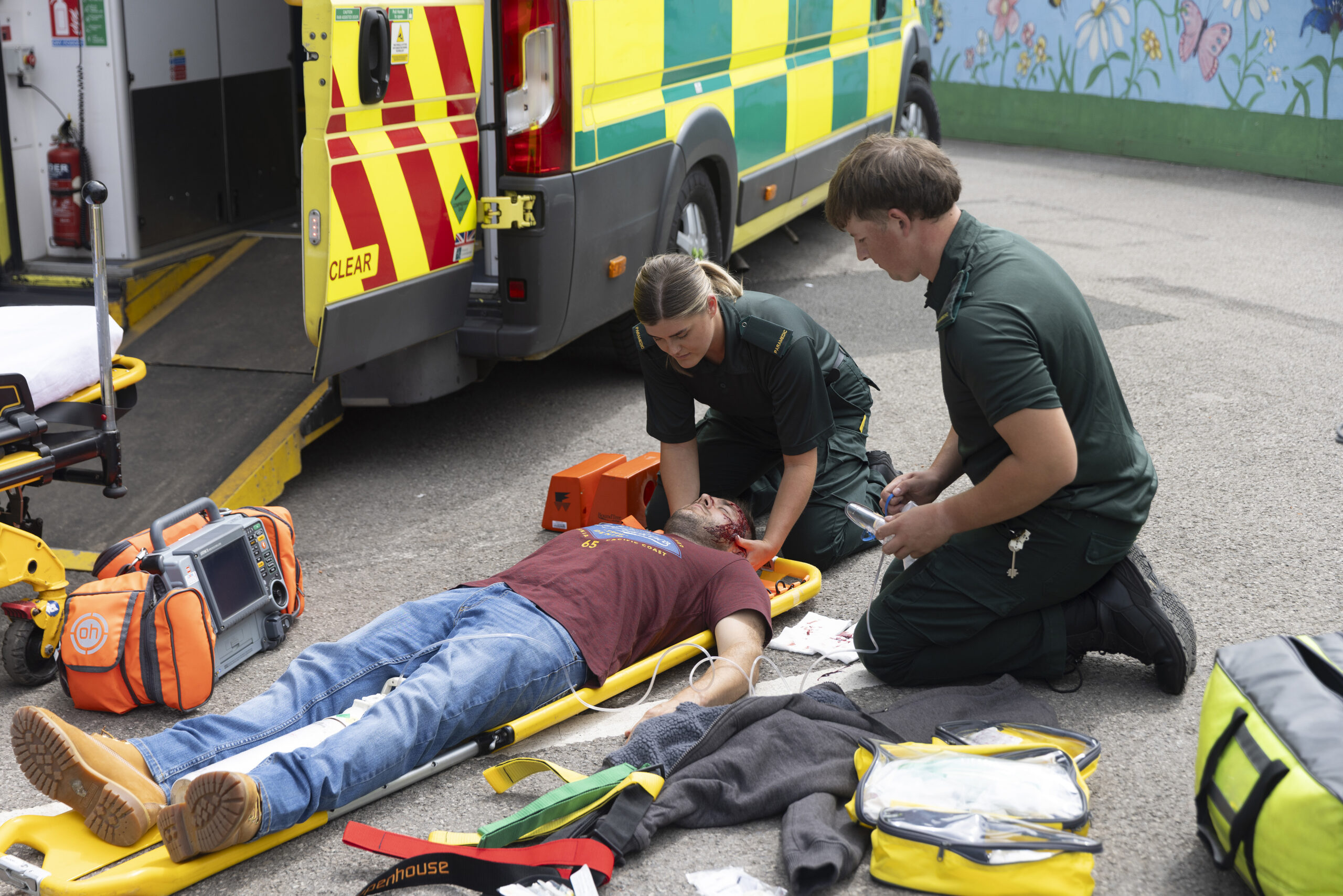 Coronation Street's Tyrone on stretcher with paramedics