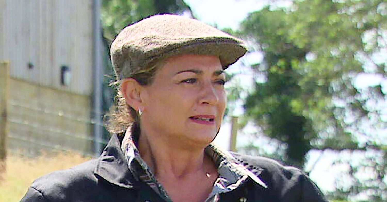 Moira Dingle looks worried in Emmerdale (Credit: ITV/Comp ED!)