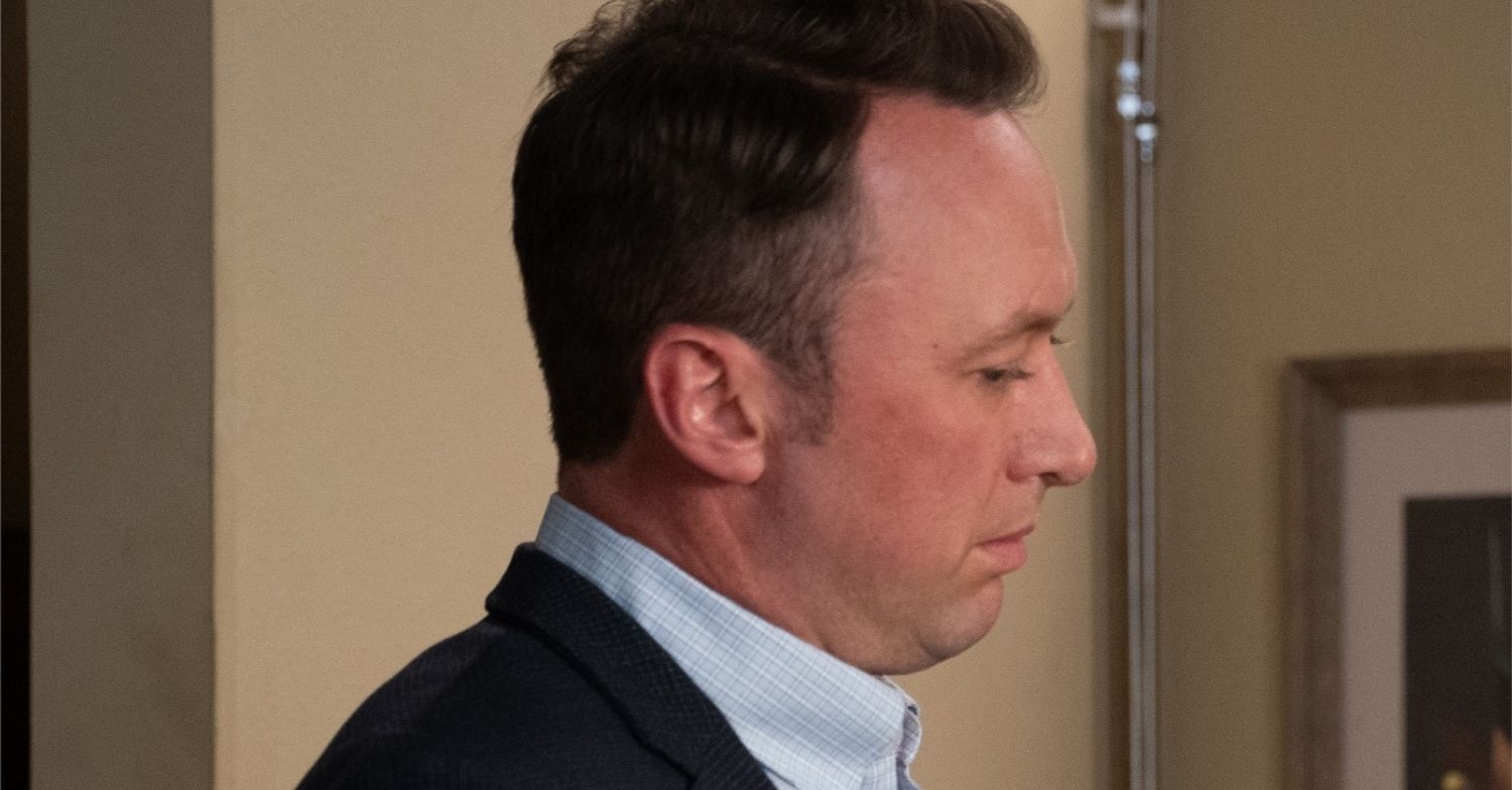 Liam in Emmerdale looks concerned (Credit: ITV)