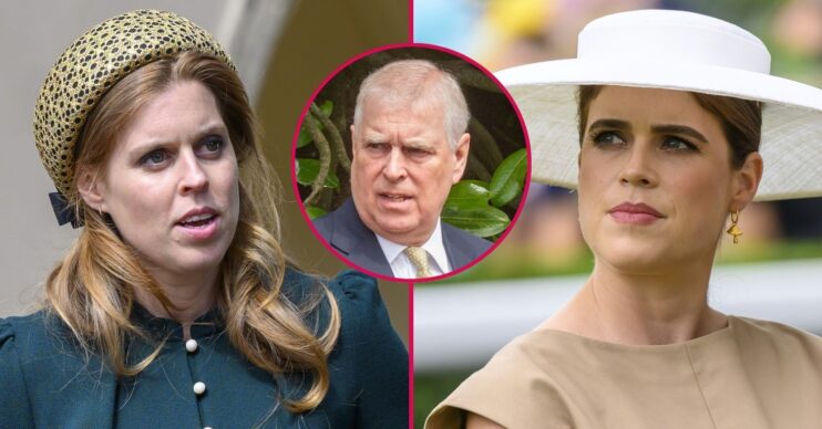 ED composite of Princess Beatrice and Eugenie at royal events and Prince Andrew at Easter service