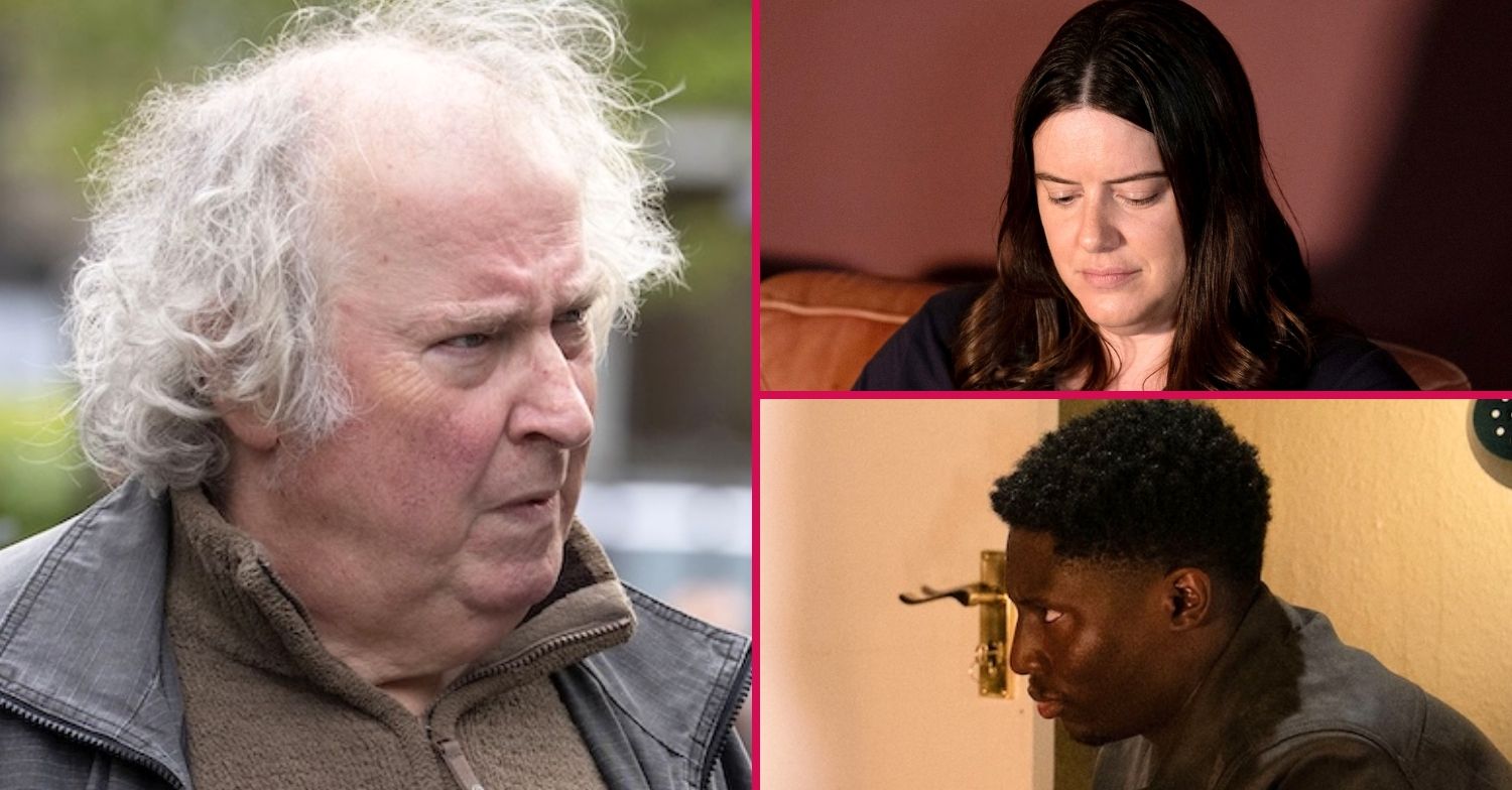 Nigel looks confused on EastEnders; inset, Zoe and Okie (Credit: BBC/Composite: ED!)