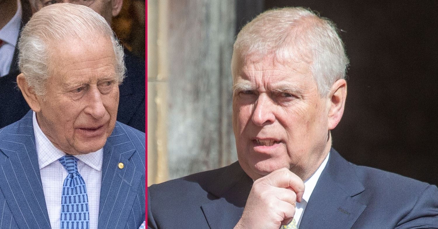 ED composite of King Charles and Prince Andrew looking serious