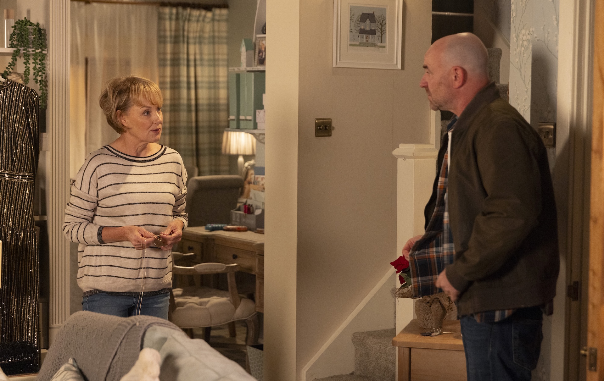 Sally and Tim arguing in Coronation Street