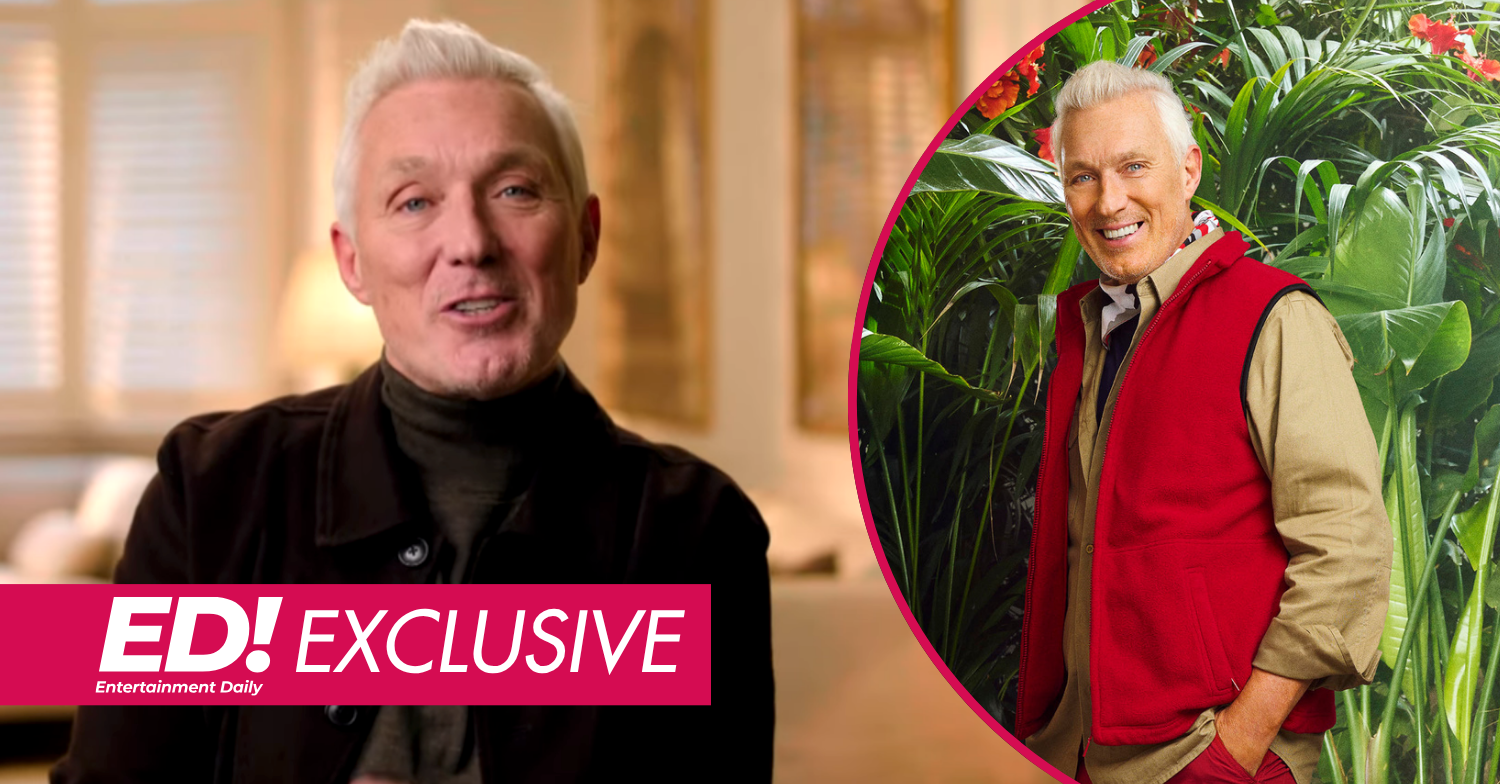 Martin Kemp speaking to camera and in his I'm A Celebrity press shot